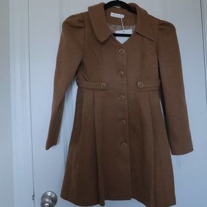 Stylish Brown Wool-Blend Coat (Women’s) - Size XS/Small